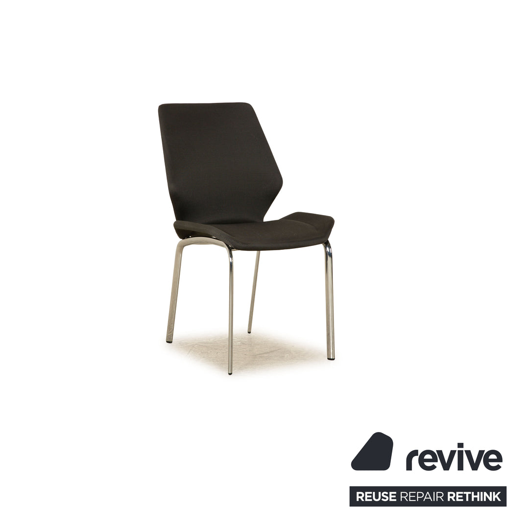 Lot de 8 chaises Rolf Benz 610 en tissu anthracite