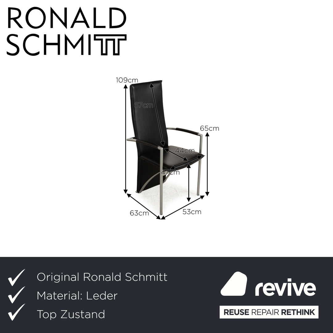 8er Garnitur Ronald Schmitt Leder Stuhl Schwarz