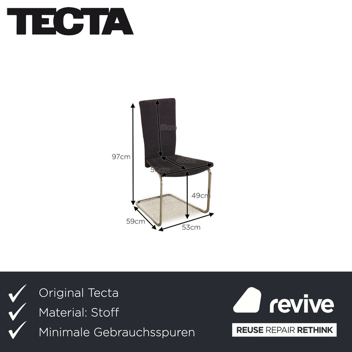 Set of 8 Tecta B20 fabric chair cantilever dark grey dark blue