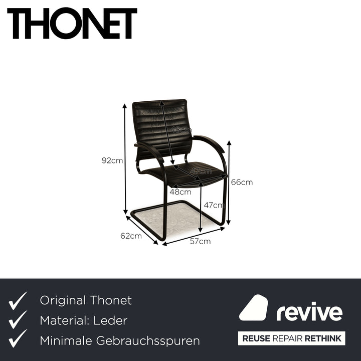 Set of 8 Thonet S 74 leather chairs black vintage