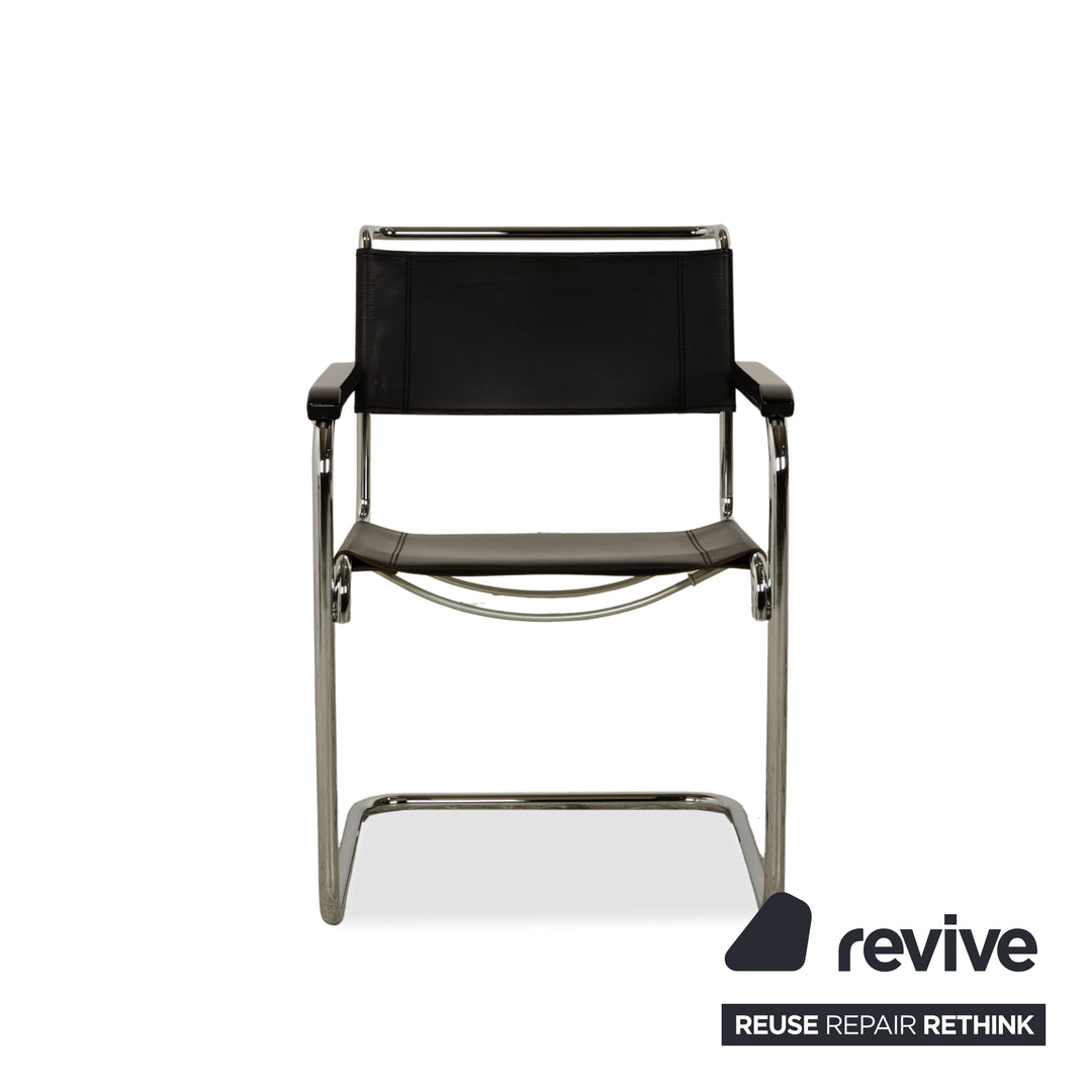 8er Garnitur Thonet S34 Leder Stuhl Schwarz Bauhaus