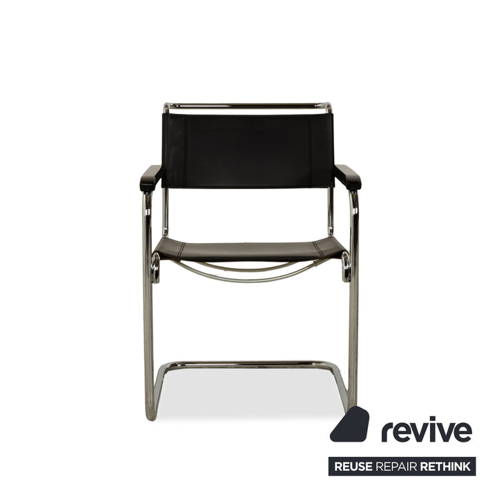 8er Garnitur Thonet S34 Leder Stuhl Schwarz Bauhaus