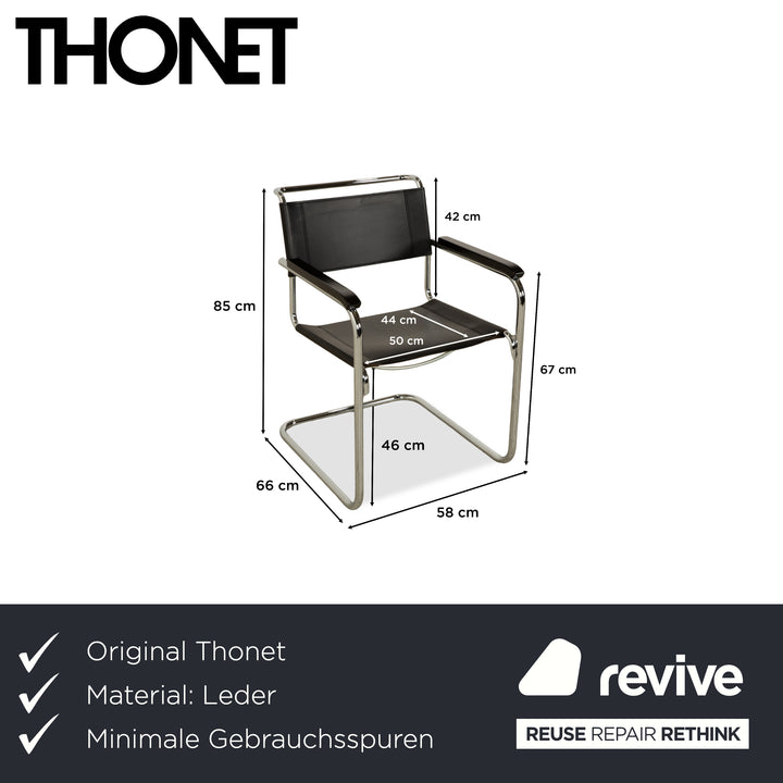 8er Garnitur Thonet S34 Leder Stuhl Schwarz Bauhaus
