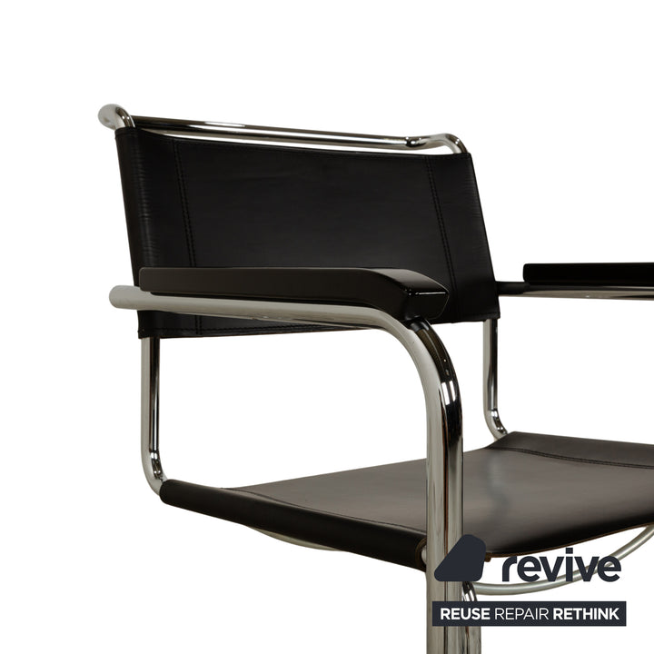 8er Garnitur Thonet S34 Leder Stuhl Schwarz Bauhaus