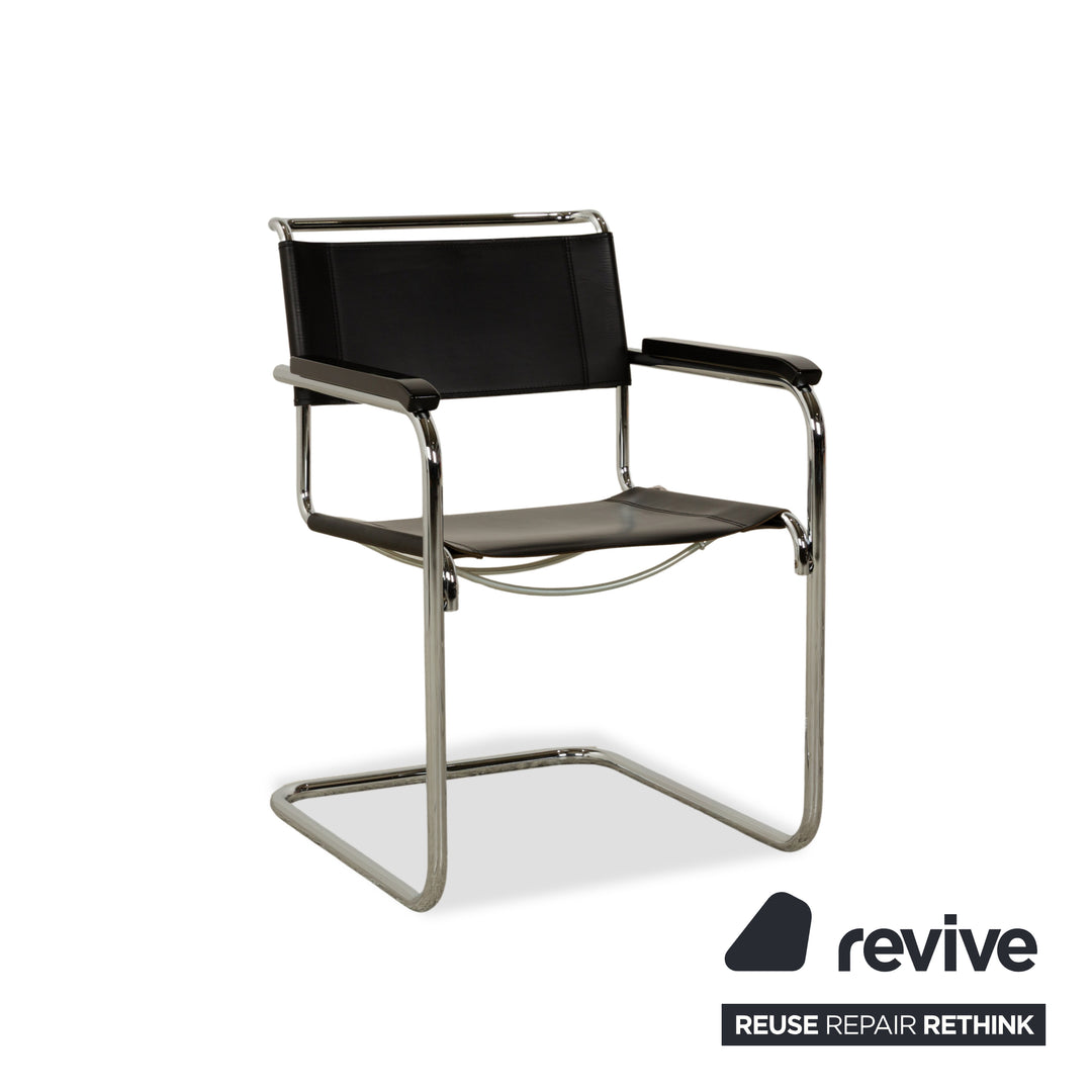 8er Garnitur Thonet S34 Leder Stuhl Schwarz Bauhaus