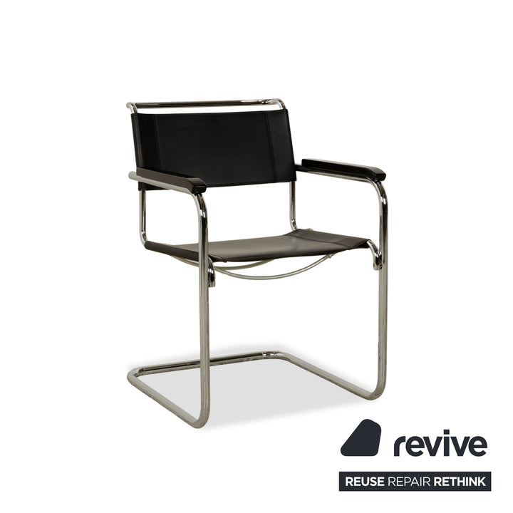 8er Garnitur Thonet S34 Leder Stuhl Schwarz Bauhaus