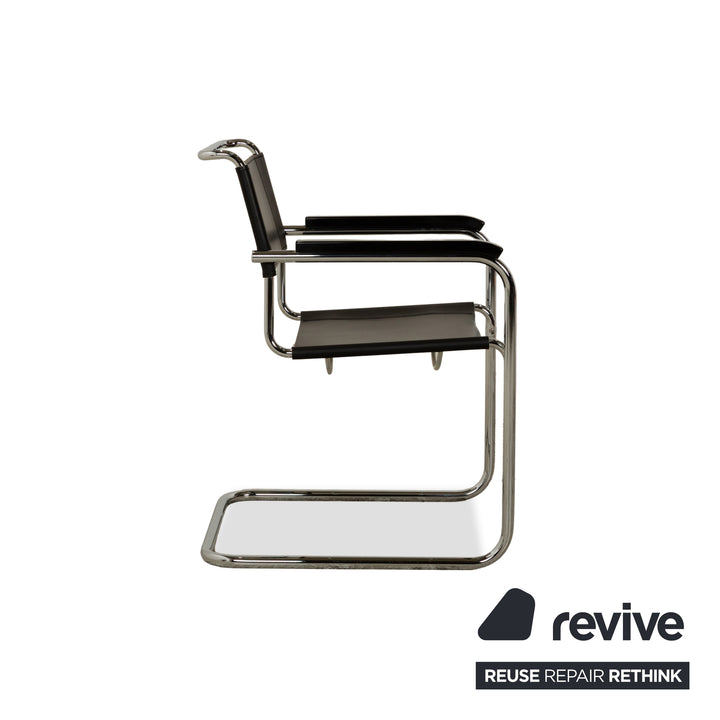 8er Garnitur Thonet S34 Leder Stuhl Schwarz Bauhaus