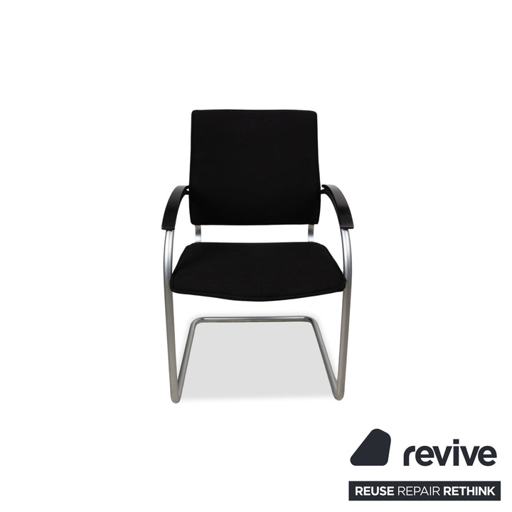 Ensemble de 8 chaises en tissu Thonet S74, argent, chaises cantilever, noir