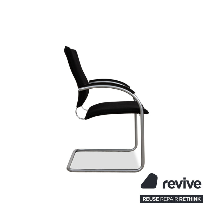 Ensemble de 8 chaises en tissu Thonet S74, argent, chaises cantilever, noir