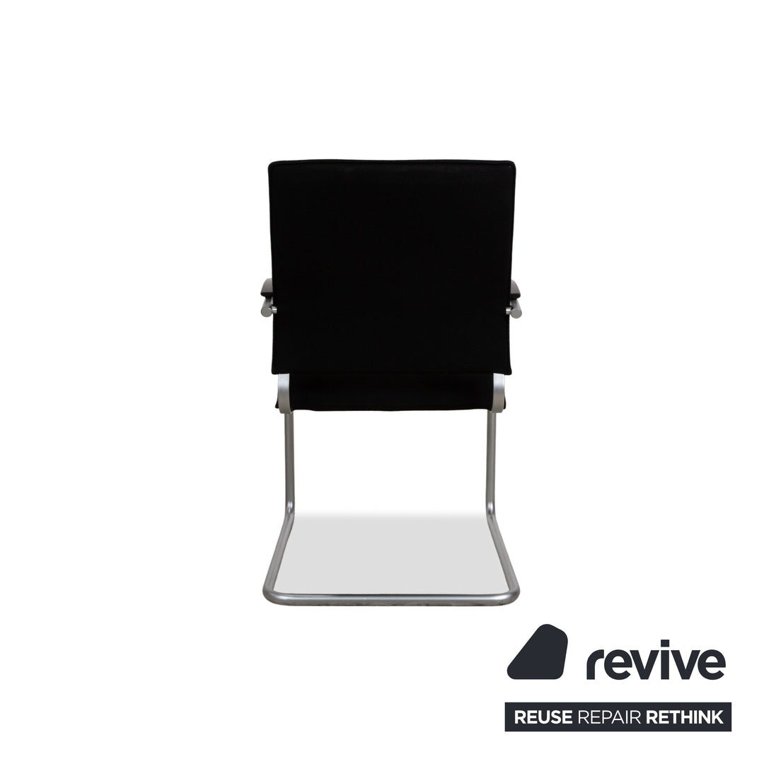 Ensemble de 8 chaises en tissu Thonet S74, argent, chaises cantilever, noir