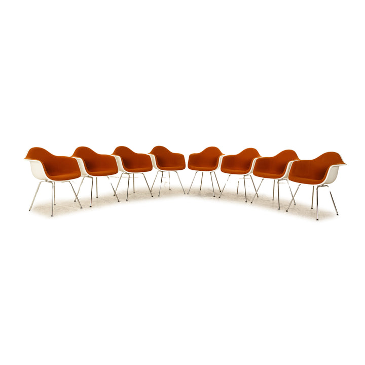 Set of 8 Vitra Eames Plastic Armchair Plastic Orange