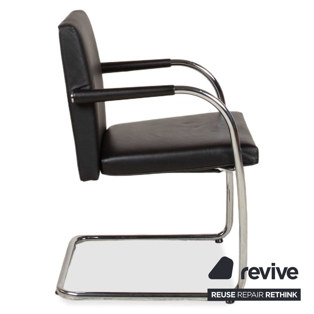 8er Garnitur Vitra Visasoft Leder Stuhl Schwarz Office Freischwinger