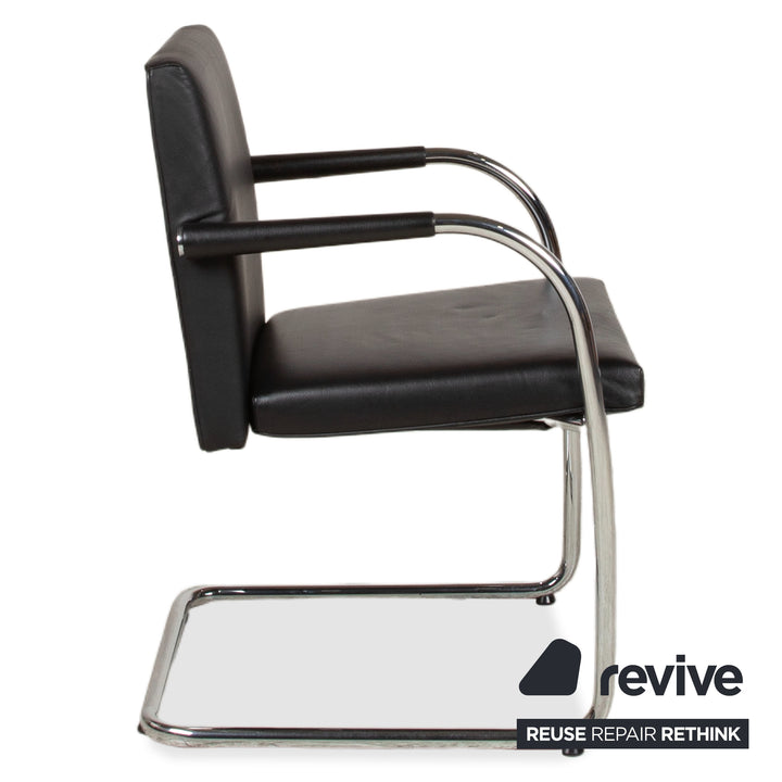 8er Garnitur Vitra Visasoft Leder Stuhl Schwarz Office Freischwinger