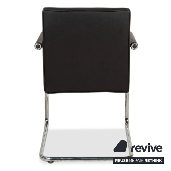 8er Garnitur Vitra Visasoft Leder Stuhl Schwarz Office Freischwinger