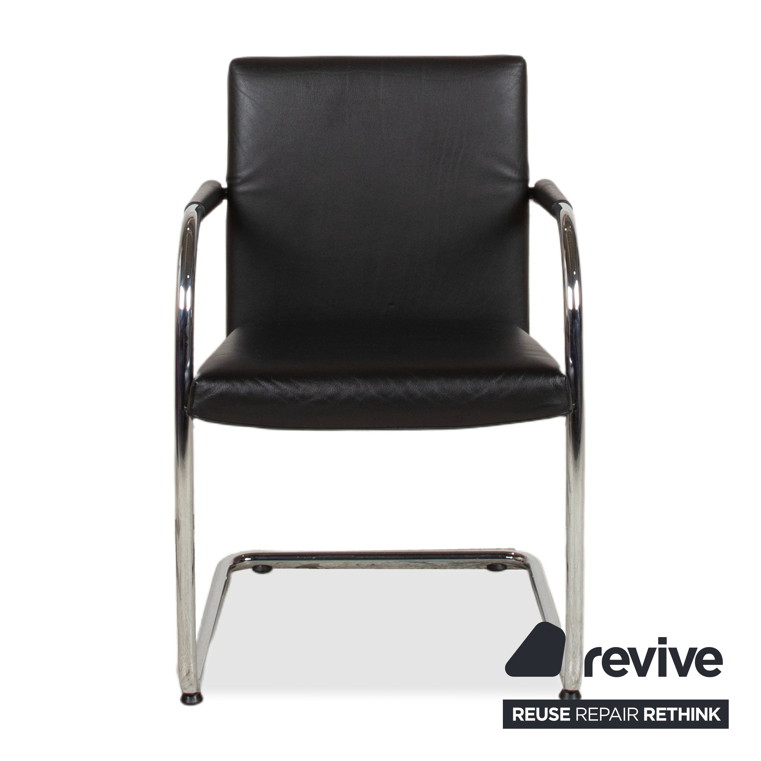 8er Garnitur Vitra Visasoft Leder Stuhl Schwarz Office Freischwinger