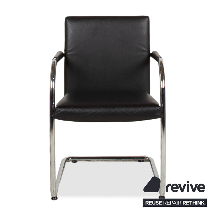 8er Garnitur Vitra Visasoft Leder Stuhl Schwarz Office Freischwinger
