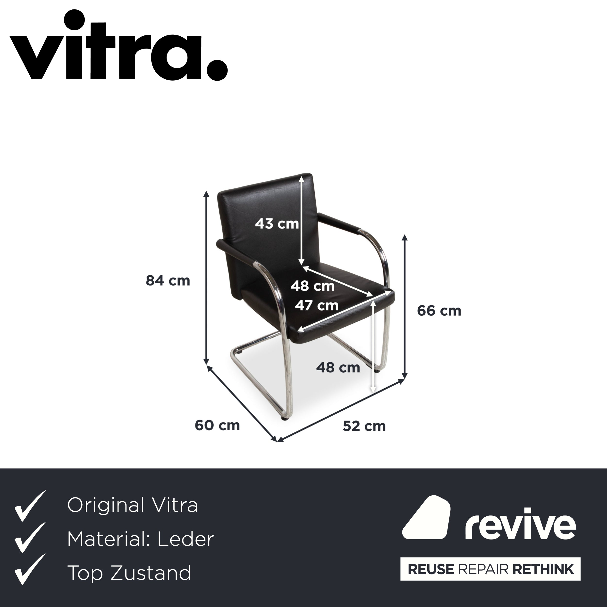 8er Garnitur Vitra Visasoft Leder Stuhl Schwarz Office Freischwinger