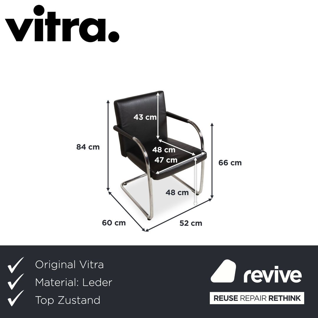 8er Garnitur Vitra Visasoft Leder Stuhl Schwarz Office Freischwinger