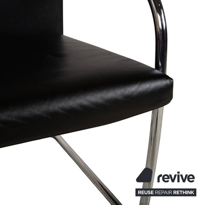 8er Garnitur Vitra Visasoft Leder Stuhl Schwarz Office Freischwinger