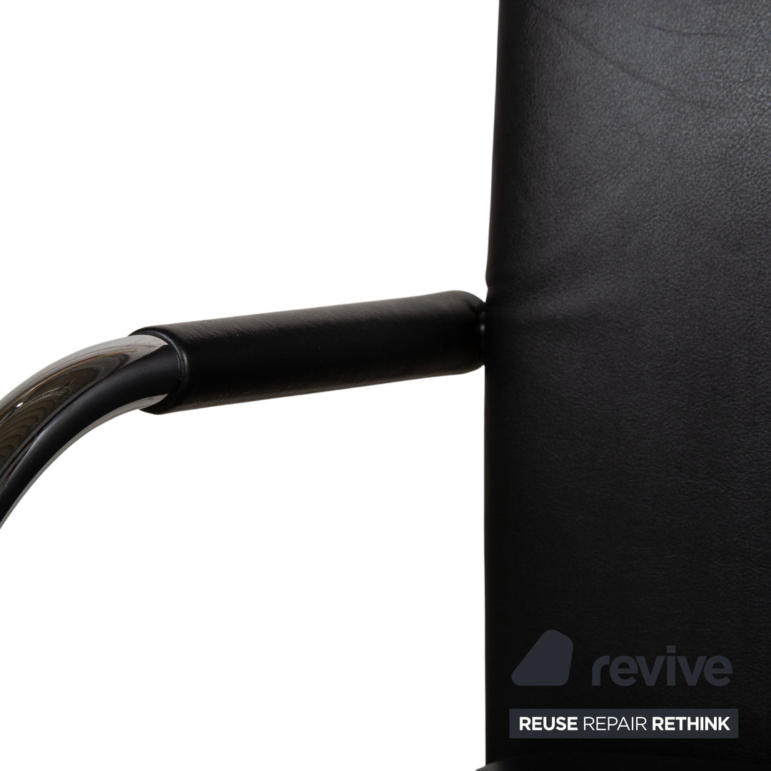 8er Garnitur Vitra Visasoft Leder Stuhl Schwarz Office Freischwinger