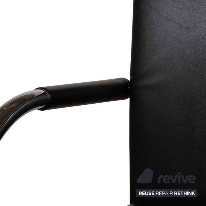 8er Garnitur Vitra Visasoft Leder Stuhl Schwarz Office Freischwinger