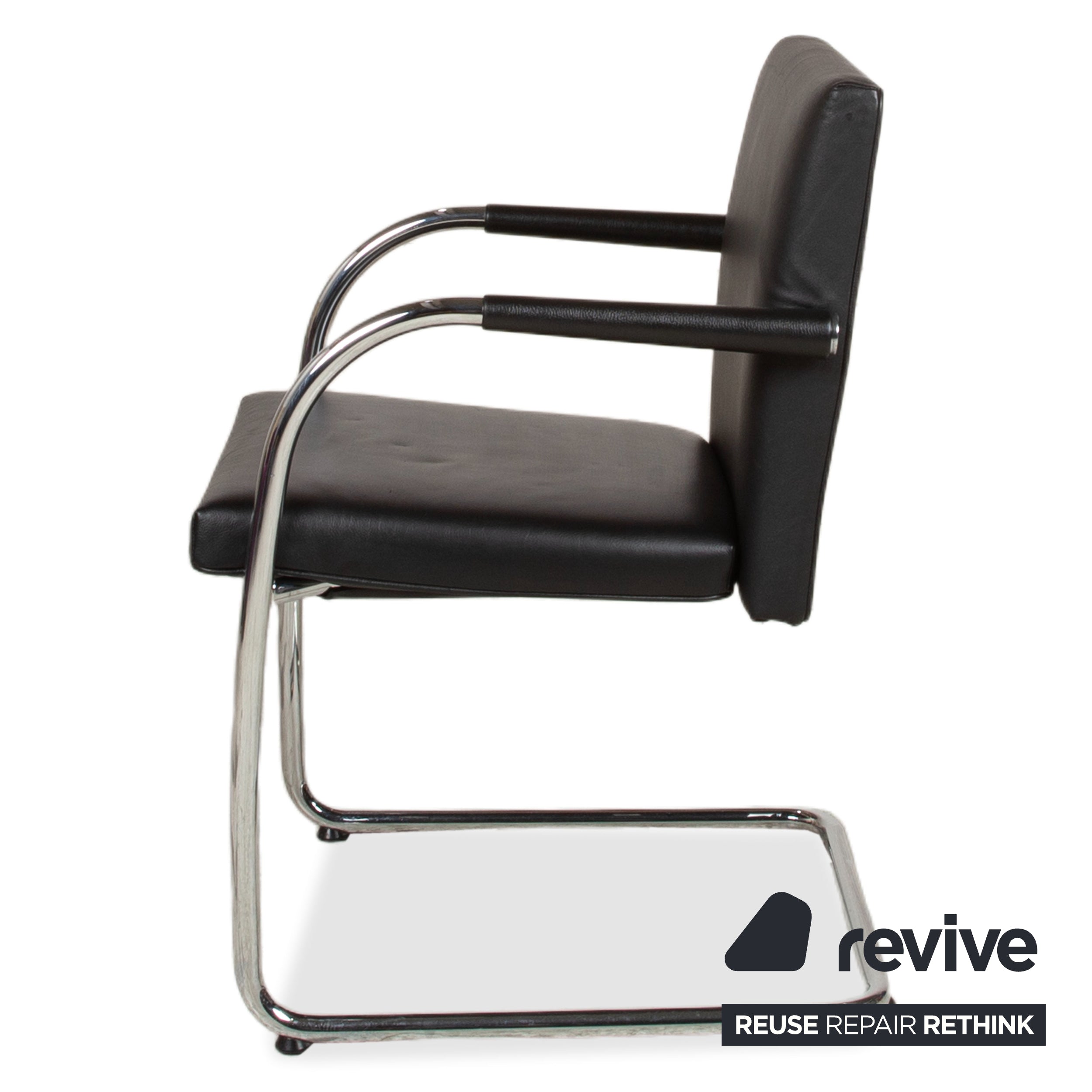 8er Garnitur Vitra Visasoft Leder Stuhl Schwarz Office Freischwinger