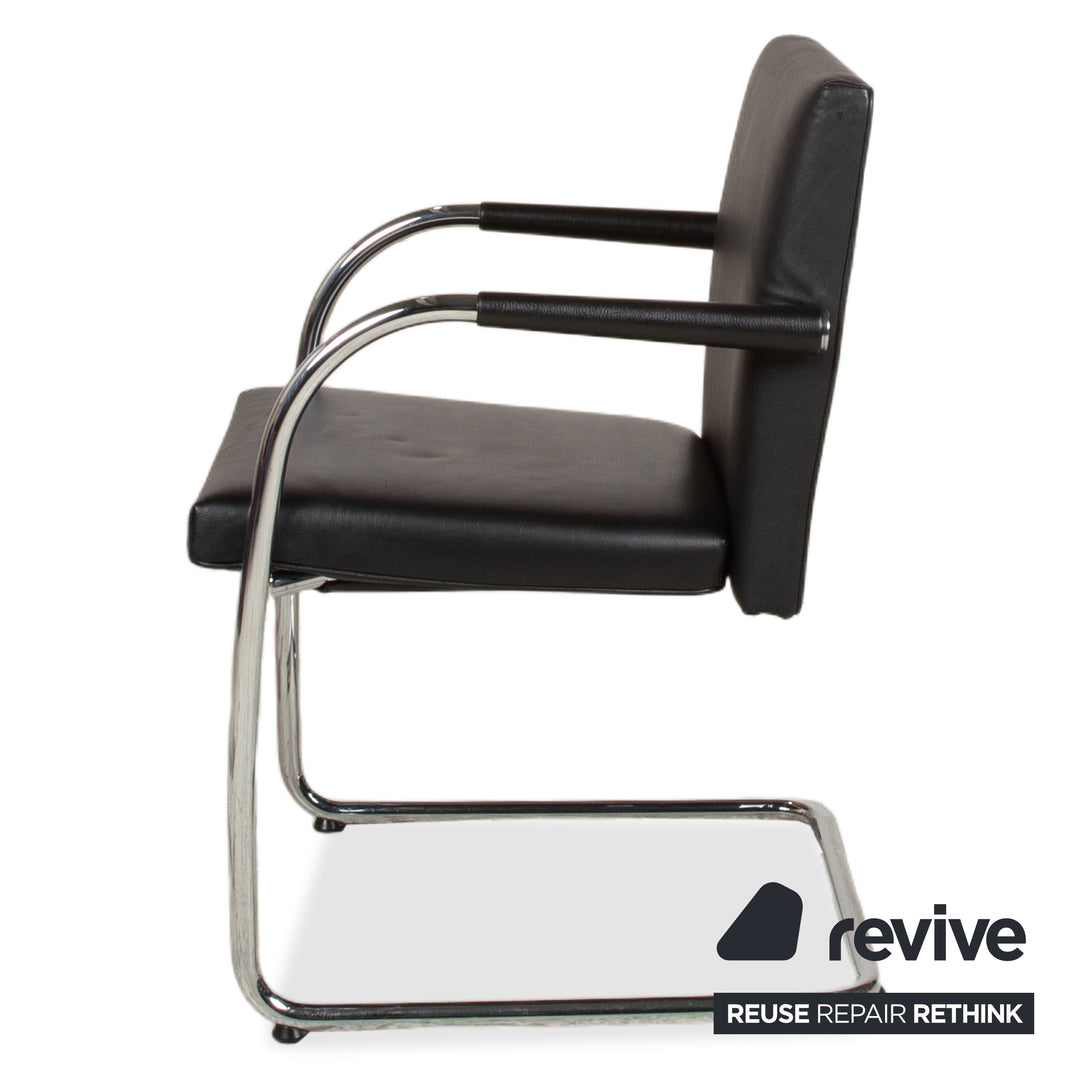 8er Garnitur Vitra Visasoft Leder Stuhl Schwarz Office Freischwinger