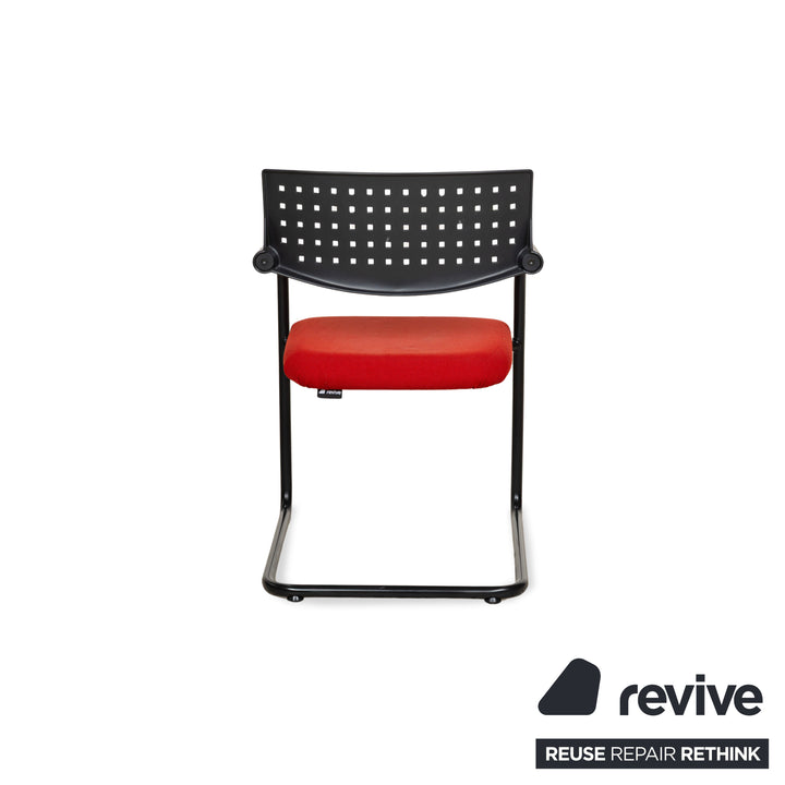 Lot de 8 chaises en tissu Vitra Visavis Rouge Noir