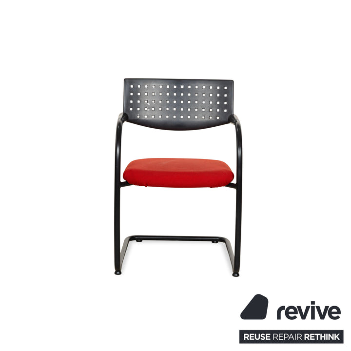 Lot de 8 chaises en tissu Vitra Visavis Rouge Noir