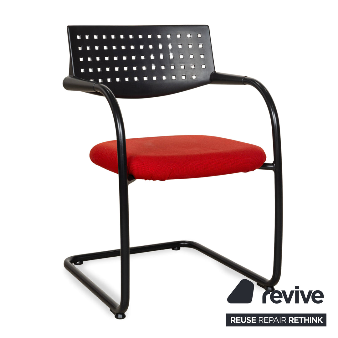 Lot de 8 chaises en tissu Vitra Visavis Rouge Noir