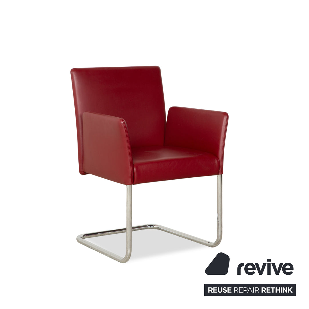 Ensemble de 8 chaises en cuir Walter Knoll Jason, cantilever rouge