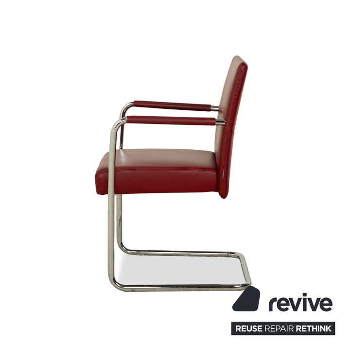 8er Garnitur Walter Knoll Jason Leder Stuhl Rot Freischwinger