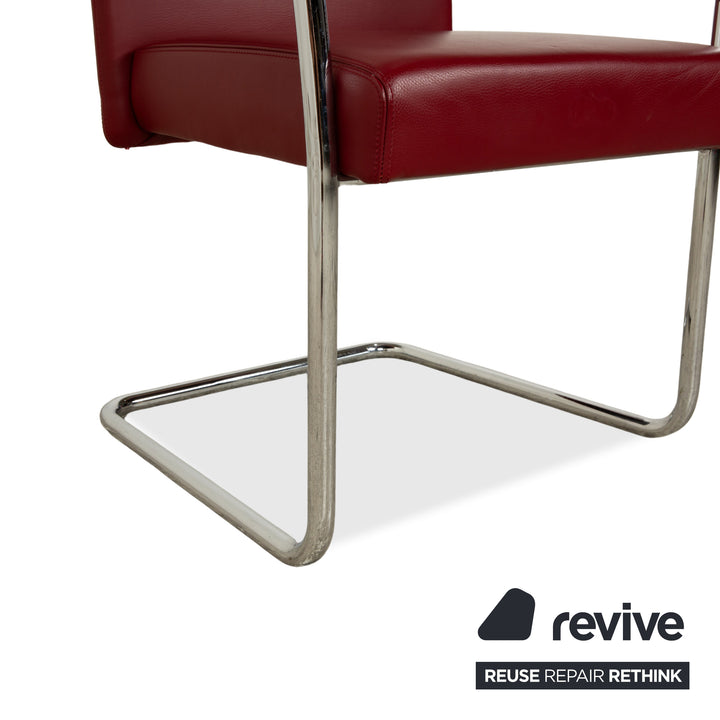 6er Garnitur Walter Knoll Jason Leder Stuhl Rot Freischwinger