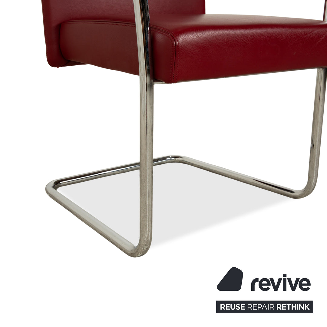 Ensemble de 8 chaises en cuir Walter Knoll Jason, cantilever rouge