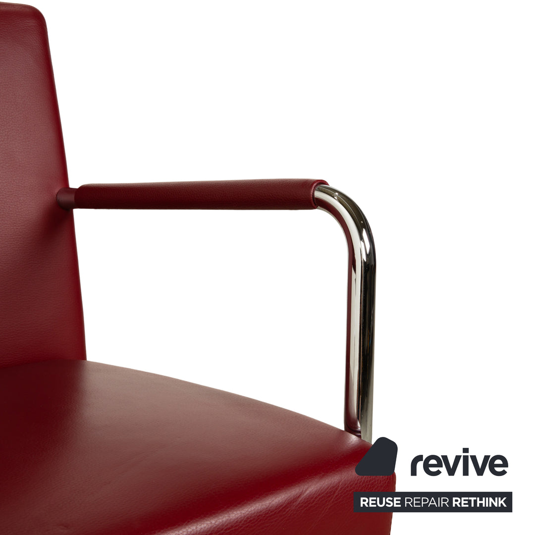 Ensemble de 8 chaises en cuir Walter Knoll Jason, cantilever rouge