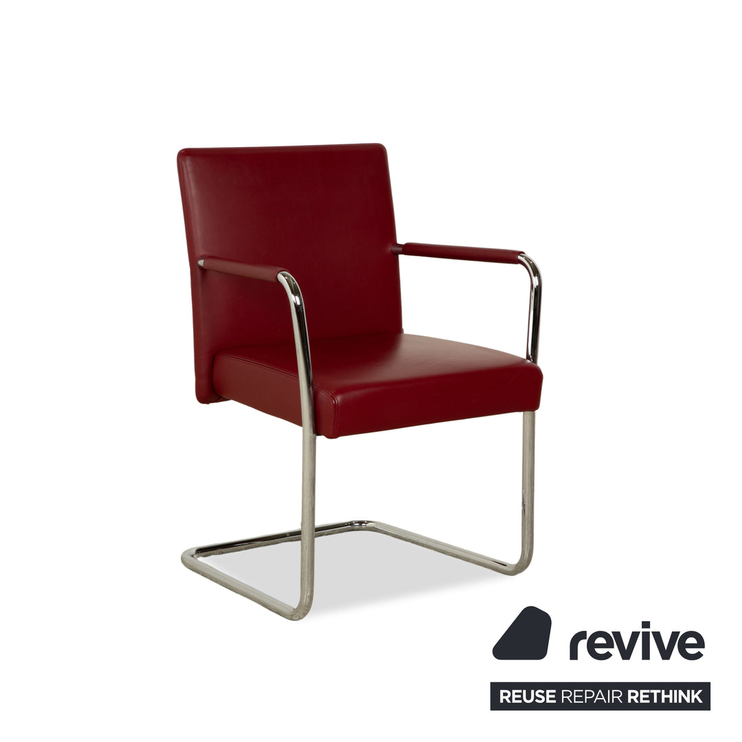 Ensemble de 8 chaises en cuir Walter Knoll Jason, cantilever rouge