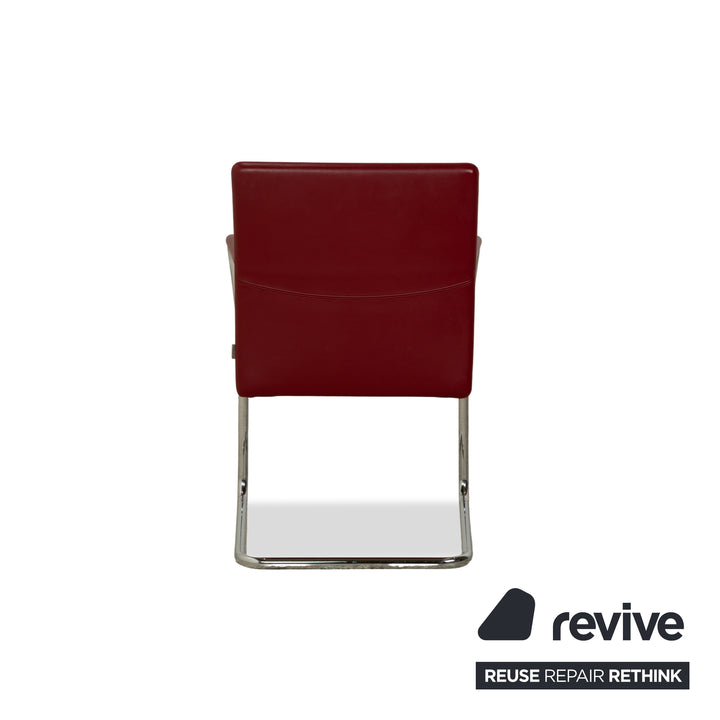 Ensemble de 8 chaises en cuir Walter Knoll Jason, cantilever rouge