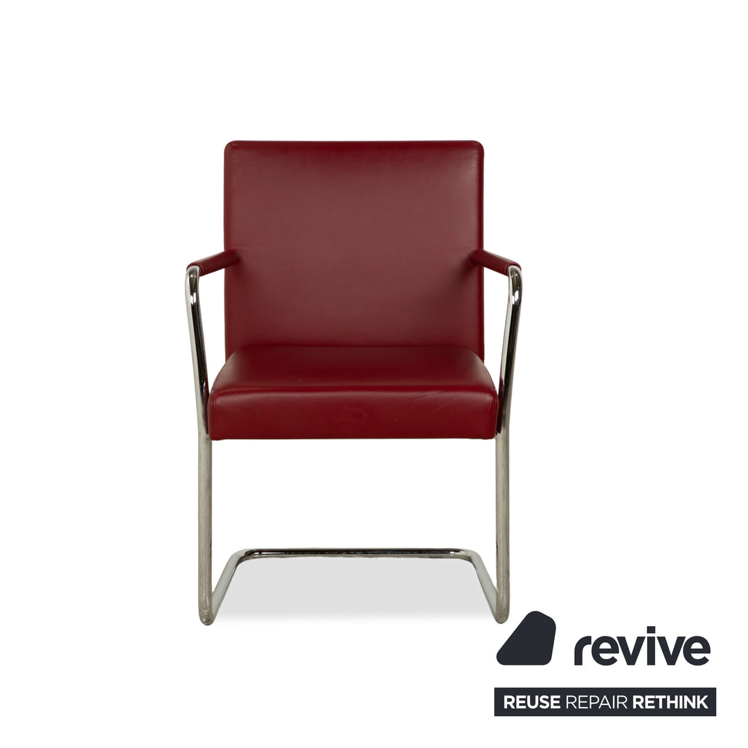 8er Garnitur Walter Knoll Jason Leder Stuhl Rot Freischwinger