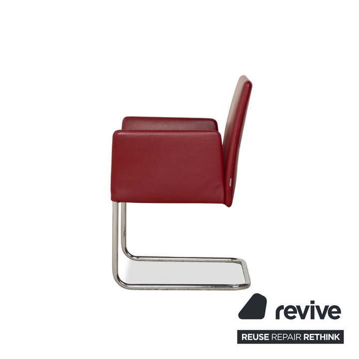 6er Garnitur Walter Knoll Jason Leder Stuhl Rot Freischwinger