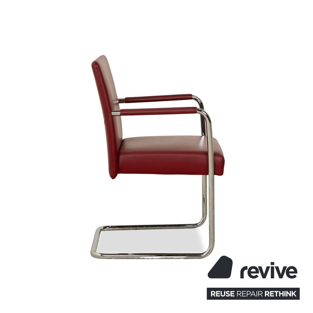 Ensemble de 8 chaises en cuir Walter Knoll Jason, cantilever rouge