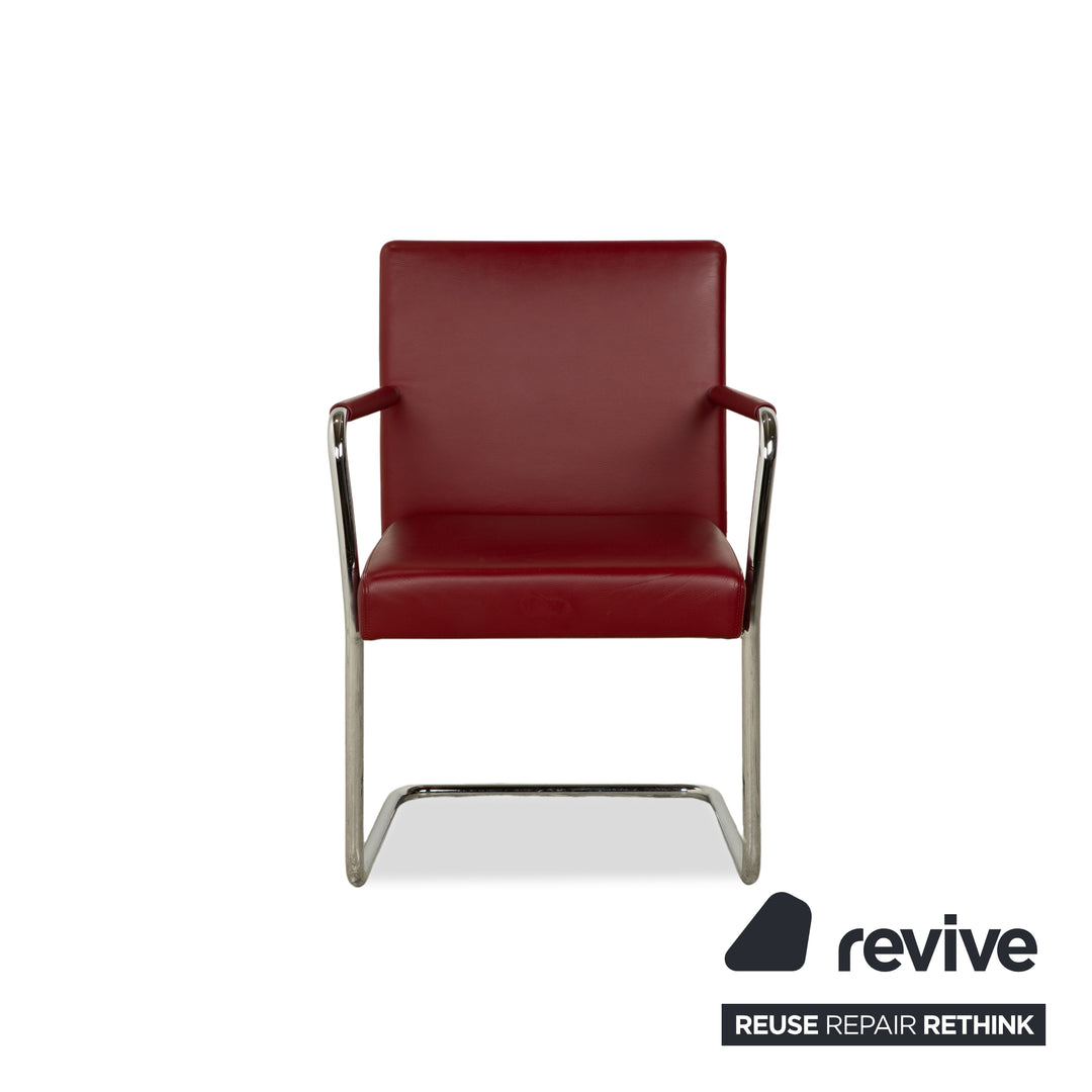Ensemble de 8 chaises en cuir Walter Knoll Jason, cantilever rouge