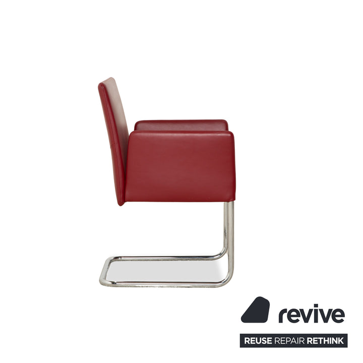6er Garnitur Walter Knoll Jason Leder Stuhl Rot Freischwinger