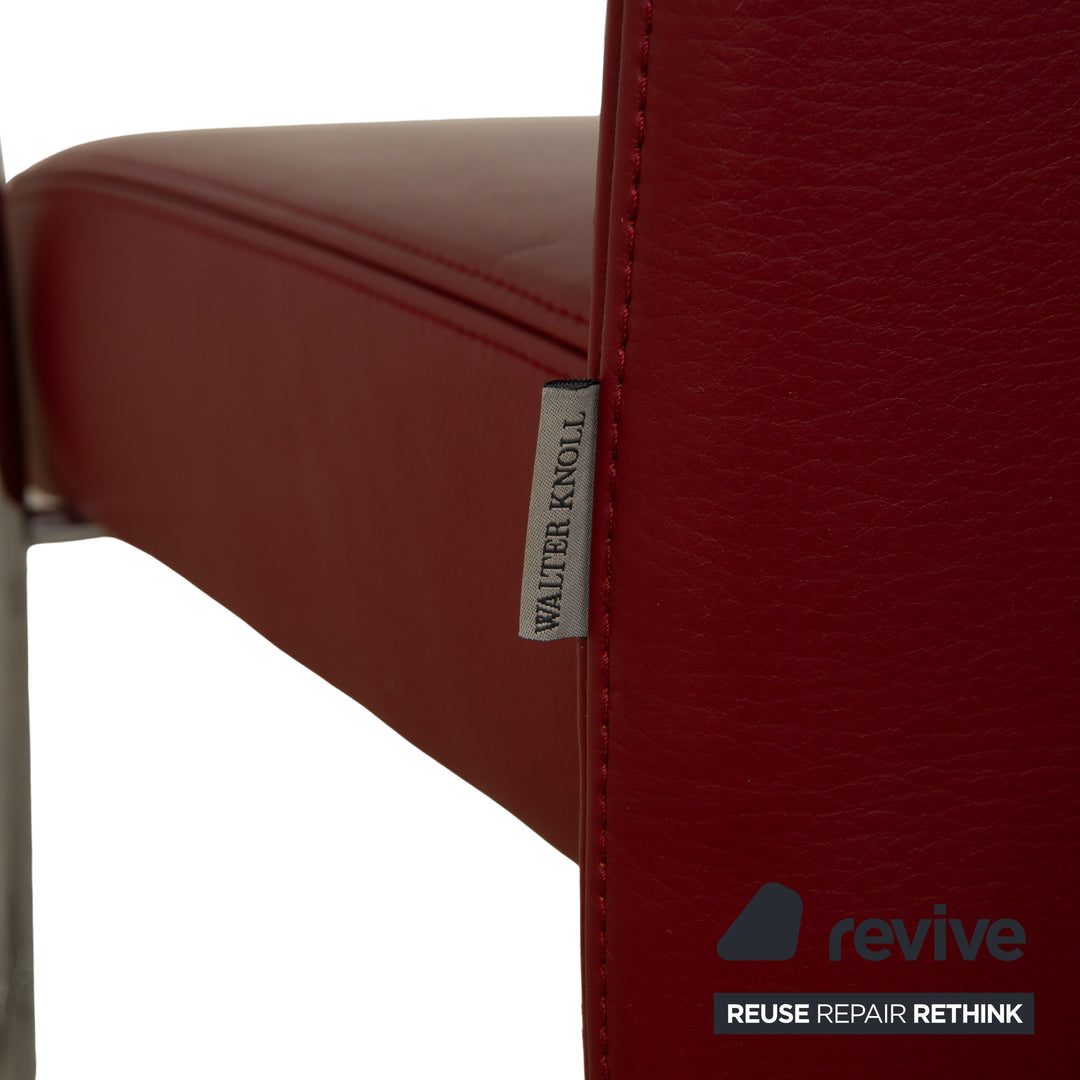 6er Garnitur Walter Knoll Jason Leder Stuhl Rot Freischwinger