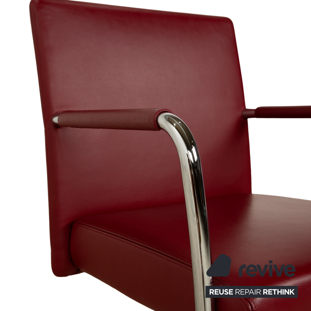 Ensemble de 8 chaises en cuir Walter Knoll Jason, cantilever rouge