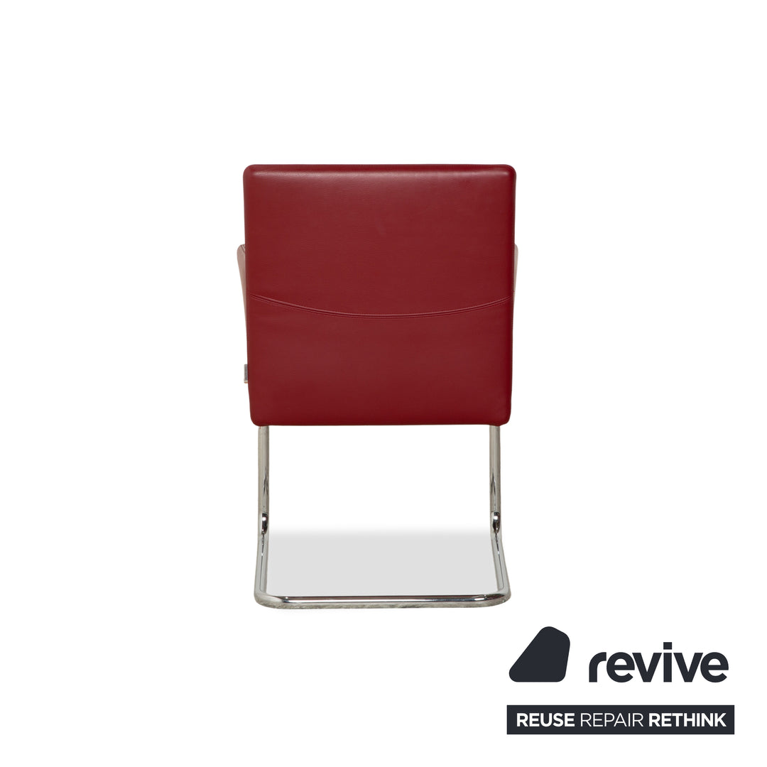 Ensemble de 8 chaises en cuir Walter Knoll Jason, cantilever rouge