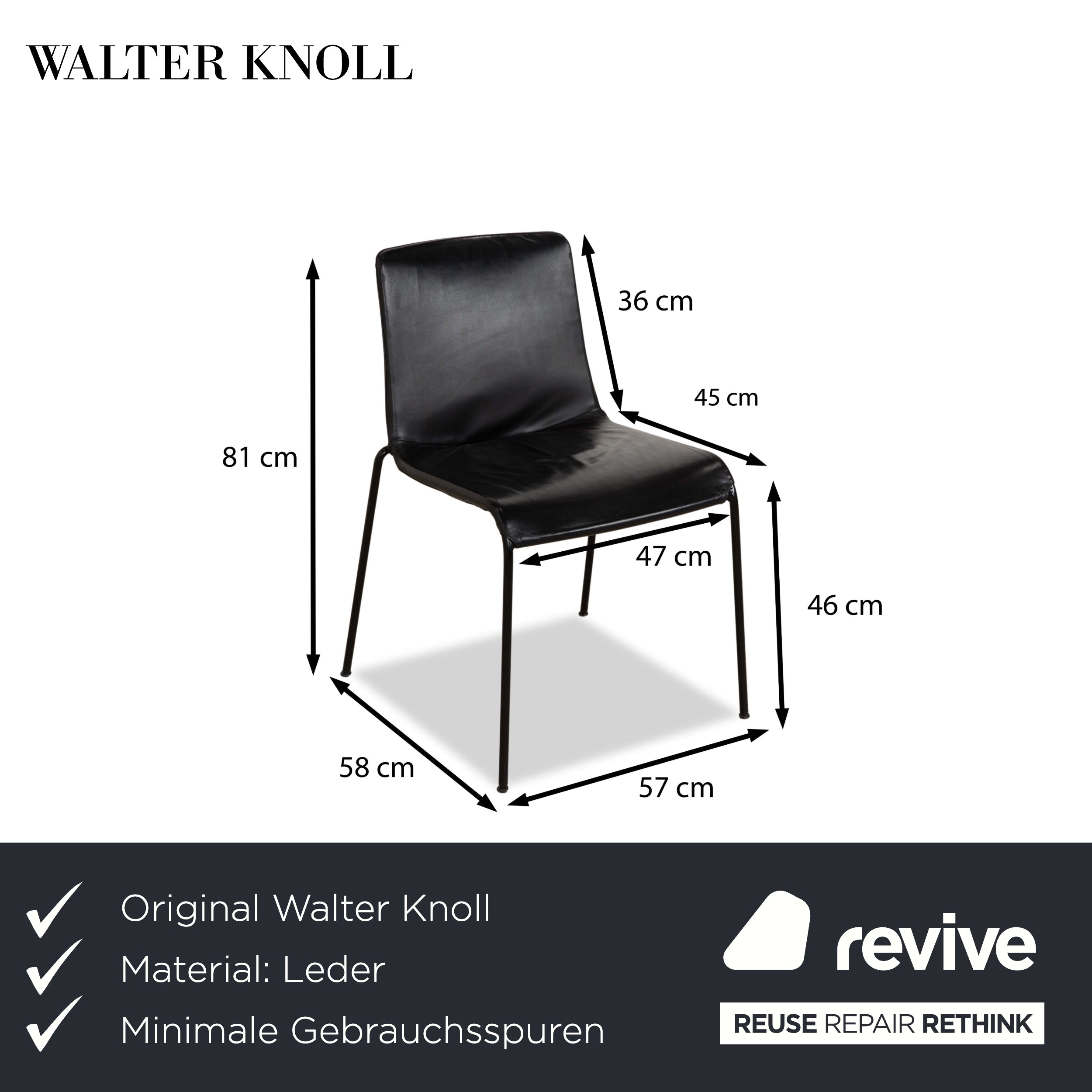 Set of 8 Walter Knoll Liz 1300 Leather Chair Black