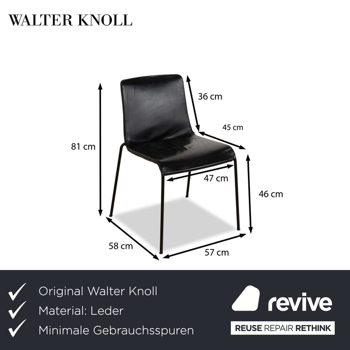 Set of 8 Walter Knoll Liz 1300 Leather Chair Black