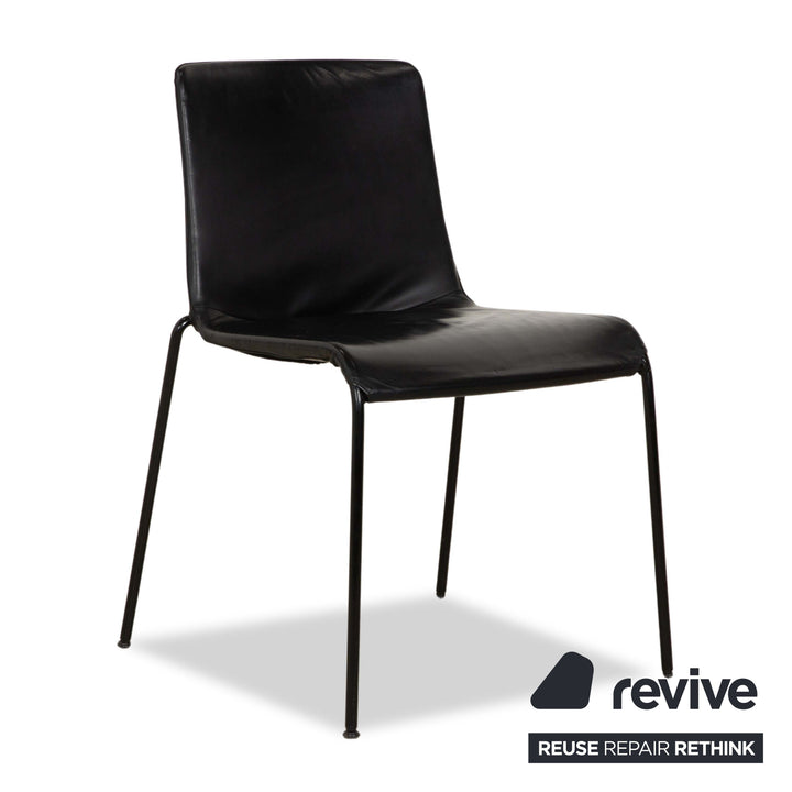 Set of 8 Walter Knoll Liz 1300 Leather Chair Black