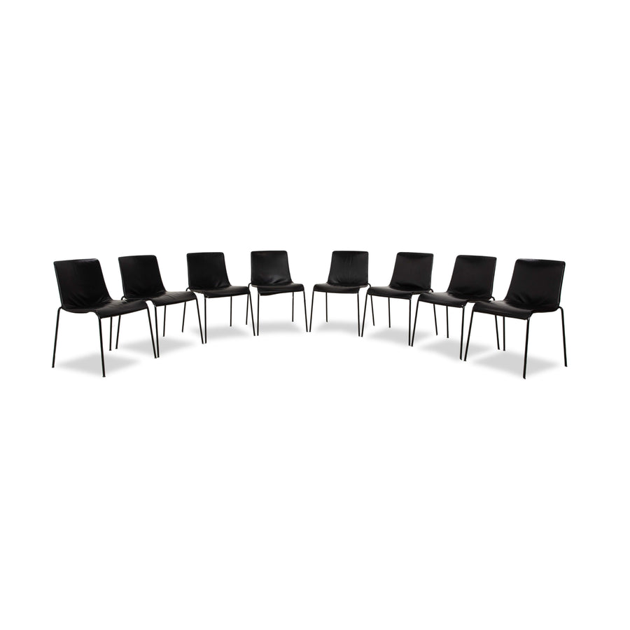 Set of 8 Walter Knoll Liz 1300 Leather Chair Black