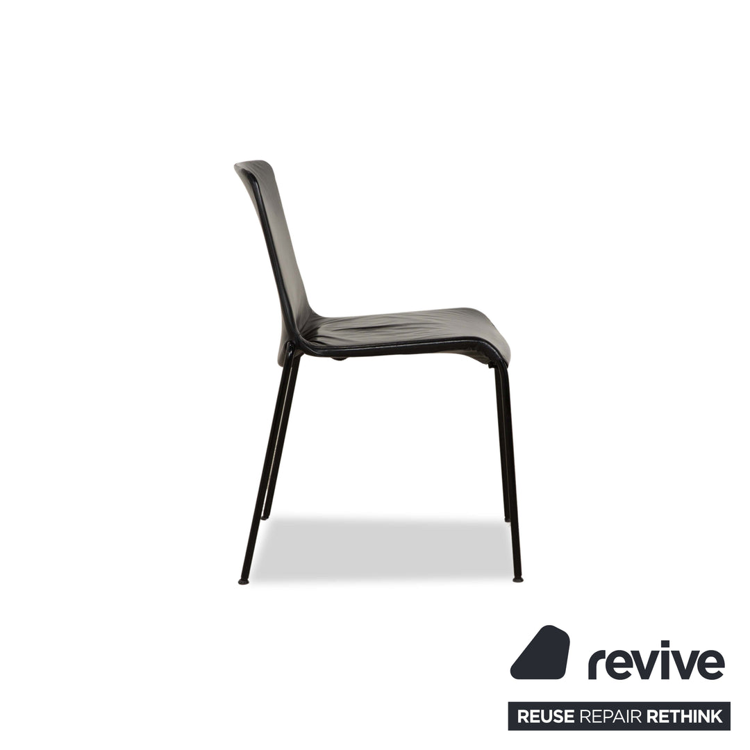 Set of 8 Walter Knoll Liz 1300 Leather Chair Black